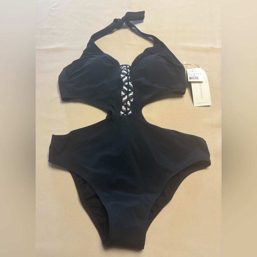 NEW Profile by Gottex Black Cut Out One Piece Swimsuit Women’s Size 10